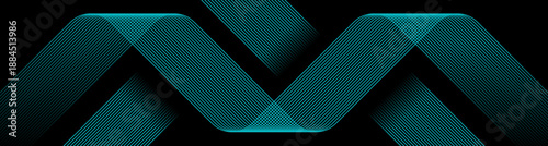 Abstract technology background with smooth flowing cyan line on dark background for data, AI, and innovation themes, with clean minimal style and copy space.