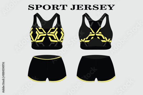 Stylish Black and Yellow Sport Jersey Design for Active Lifestyle and Fitness Enthusiasts
