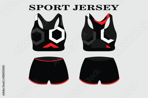Stylish Sport Jersey Design Featuring Black and Red Elements for Active Lifestyle and Fitness