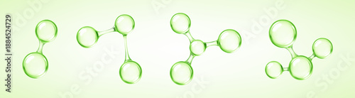 Transparent green molecules. 3D abstract molecular structures. Vector illustration