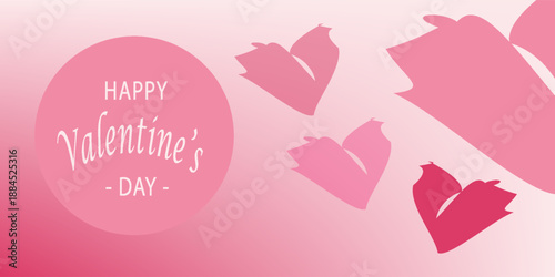 Happy valentines day with hearts and clouds paper craft on pink background. love for happy  valentine's day greeting card. poster, flayer . eps10, web