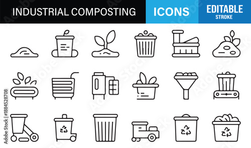 Composting facility outline icons for sustainability projects