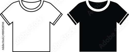 Two T shirts one black one white outline simple clothing apparel