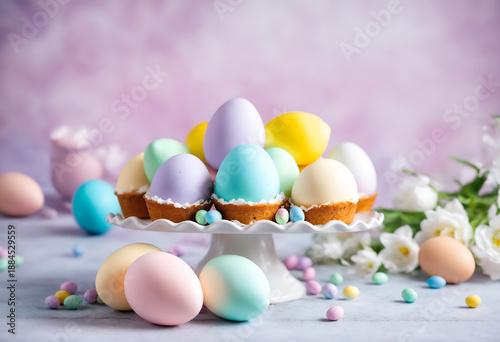 Colorful painted easter eggs