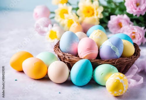 Colorful painted easter eggs