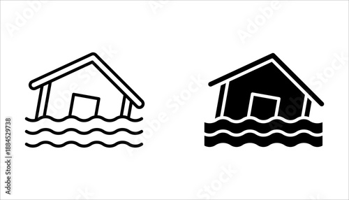 flood icon set, on white background.