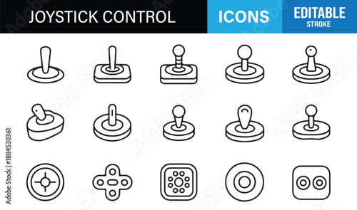 Joystick control outline icons for arcade and console projects