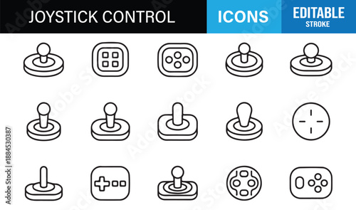 Gaming joystick symbol pack with editable stroke vectors