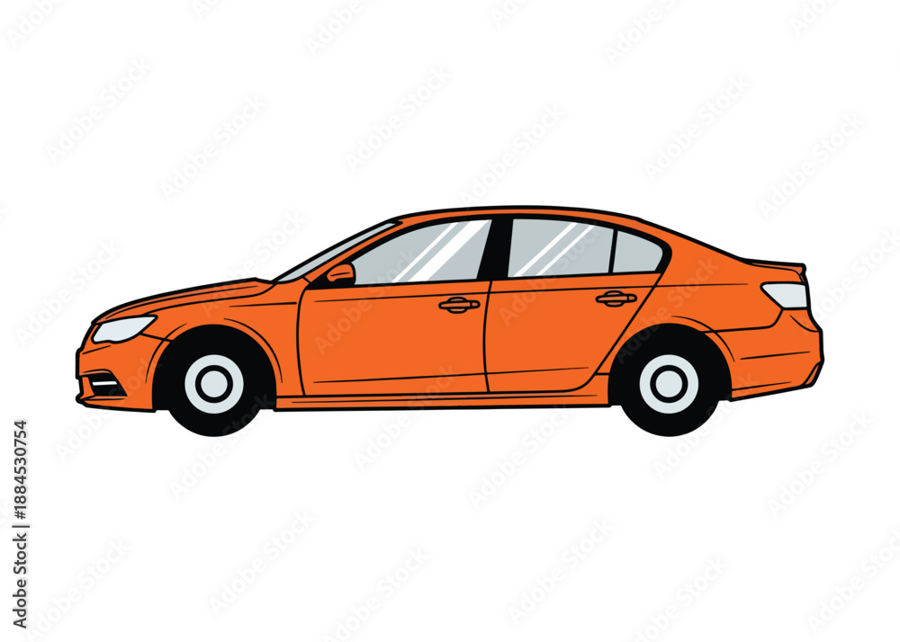 Obraz premium Car Vector Template – Scalable Vehicle Outline Illustration on White Background3