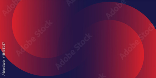 Abstract Red Circles Over Dark Blue Gradient Background With Soft Glow For Modern Design