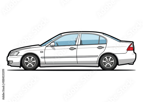 Car Vector Template – Scalable Vehicle Outline Illustration on White Background