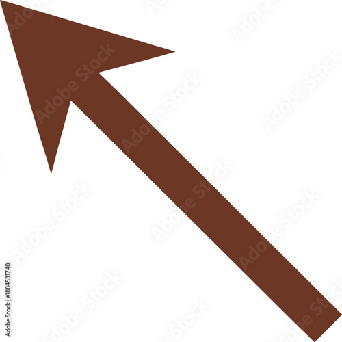 A simple illustration of a dark brown arrow pointing towards the upper