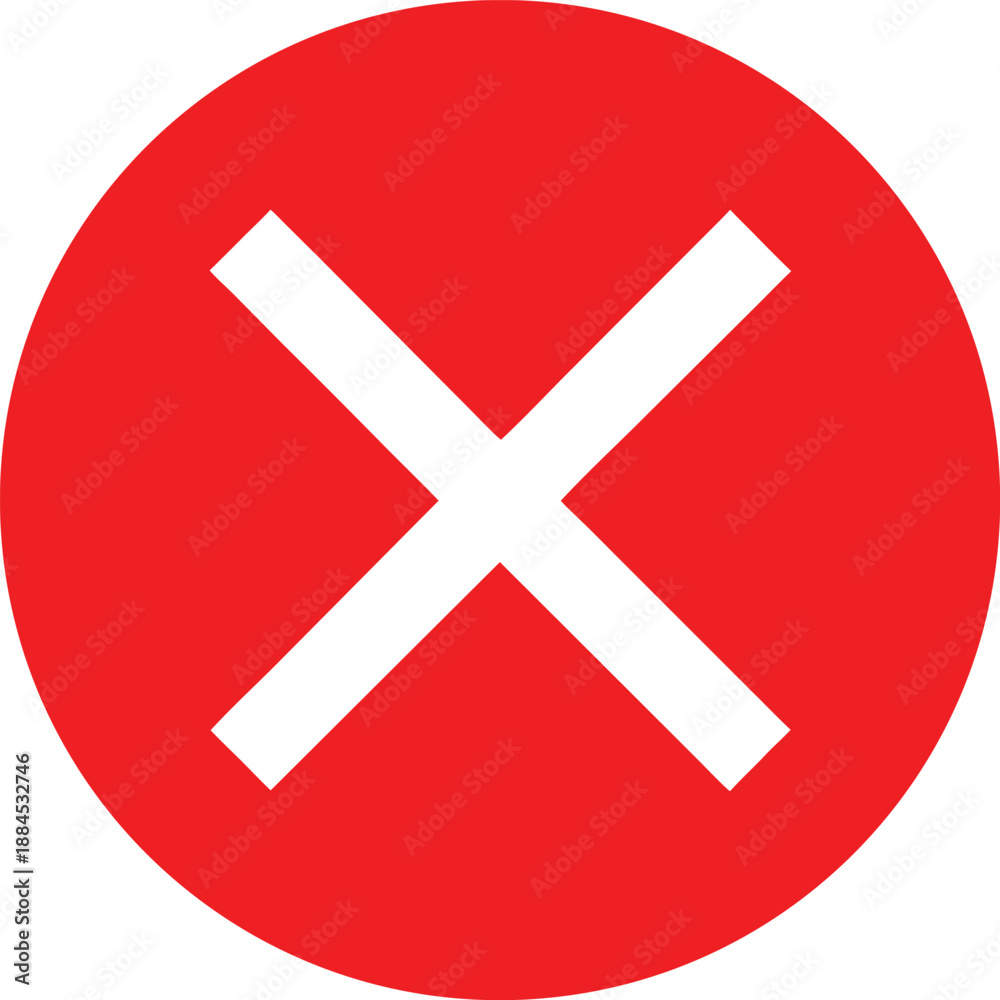 Fototapeta premium Rounded UI Red Crossed Out Circle Icon Silhouette Vector Art Illustration