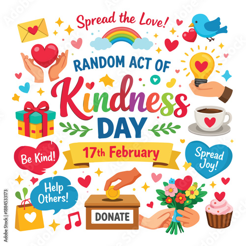 Random Act of Kindness Day Vector Banner and Social Media Template – February 17