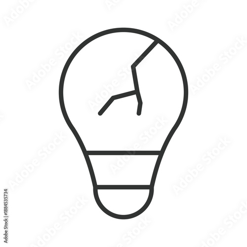 Broken light bulb icon in line design. broken bulb, waste, ewaste on white background vector. Electronic waste editable stroke icon