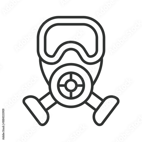 Gas mask icon in line design. gas mask, hazard, toxic, pollution, safety, waste on white background vector. Hazard editable stroke icon
