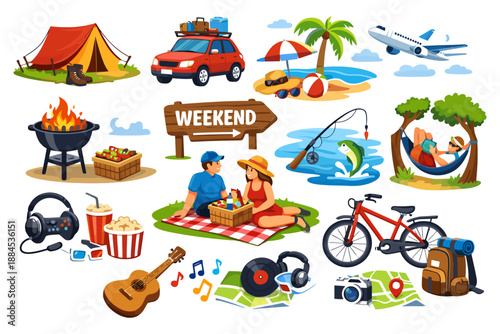 Weekend adventure: camping, bbq, beach, fishing, and picnic fun.