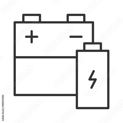 Battery waste icon in line design. battery, ewaste, recycle, hazardous on white background vector. Electronic waste editable stroke icon