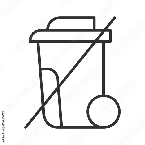Forbidden trash bin icon in line design. no trash, prohibition, waste control on white background vector. Waste editable stroke icon
