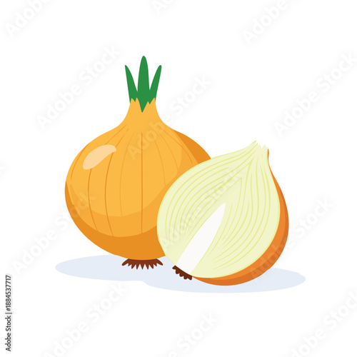 Whole and Halved Onion