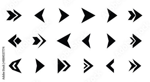 Free Download A collection of diverse black arrow icons and symbols pointing left and right, showcasing various design styles and shapes for navigation and direction. - GFXLoad