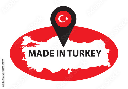 Made in Turkey label for products, manufaturing and more. Editable Clip Art.