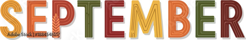 Colorful 'September' Text Design for Seasonal Announcements and Greetings