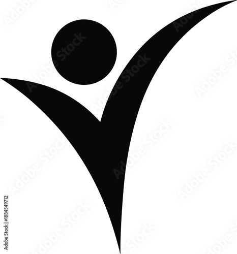 Abstract Human Figure Silhouette Icon with Arms Raised Keywords: abstract, human, figure, silhouette, icon, symbol, person