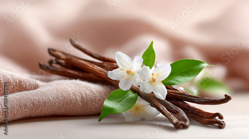 Wallpaper Mural Vanilla pods and flowers, natural perfume ingredient Torontodigital.ca