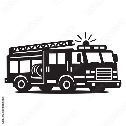 emergency fire truck icon silhouette vector illustration