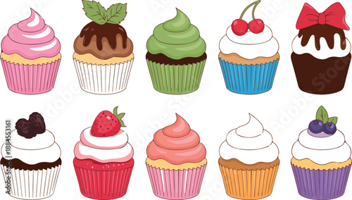 Hot dog and sausage collection featuring flat vector designs of classic hotdogs in buns corndogs and grilled sausages for fast food cafe.