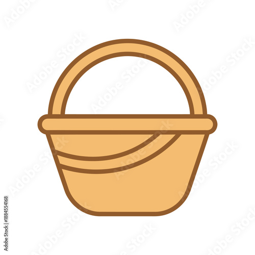 Simple illustration of a brown mortar and pestle, a tool used for grinding and crushing ingredients