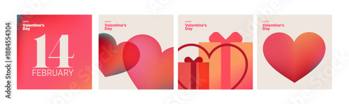 Valentines day greeting cards and banners. Vector illustration for Valentines day,  love message, social media and web banner, marketing.