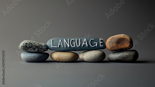 Abstract Concept of Language as Balance and Communication Symbol with Stones