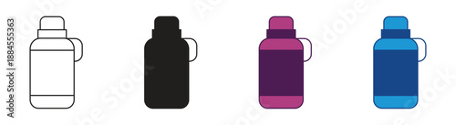 Thermos icon set isolated on white background, vector illustration.
