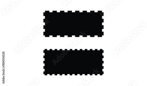 Black Puzzle Piece Shapes with Serrated Edges on White Background