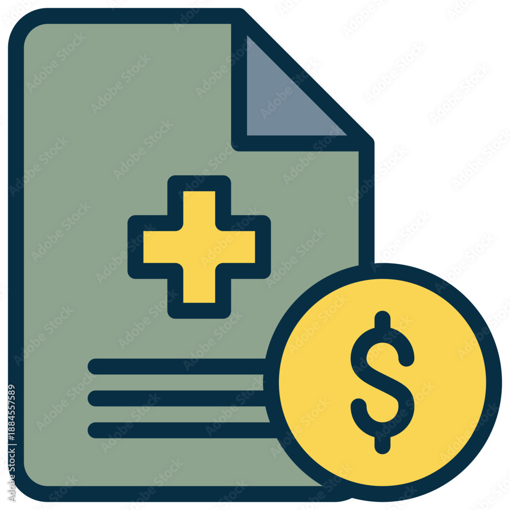 Fototapeta premium document paper report money health filled outline icon
