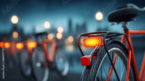 Night City Bikes with Urban Cycling, and Red Lights.