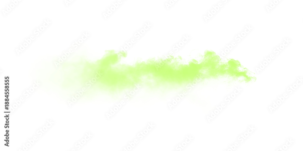 Obraz premium Dynamic vibrant green smoke cloud element isolated on black Abstract digital vapor effect toxic gas mysterious