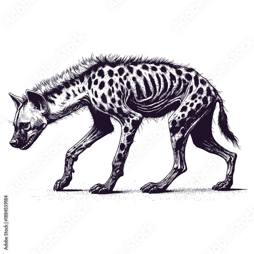 dying hyena walking weakly