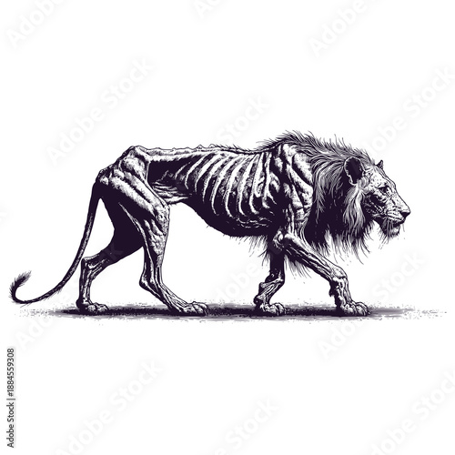the dying lion walks limply