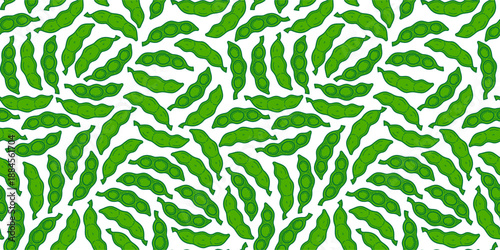 green soybeans or peas pattern background. Soybean seamless pattern background. edamame seamless pattern background. doodle edamame pattern background. 