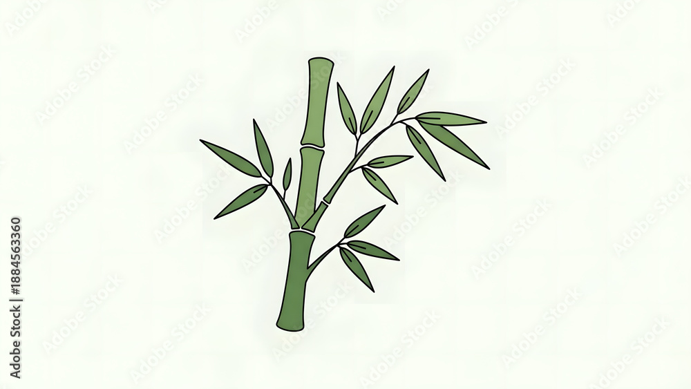 Naklejka premium Simple Green Bamboo Illustration