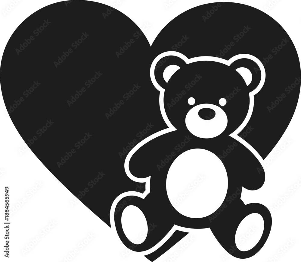 Fototapeta premium Valentine's day silhouette of teddy bear isolated on transparent background