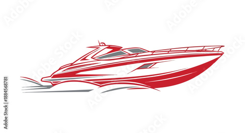 Red and white speedboat illustration
