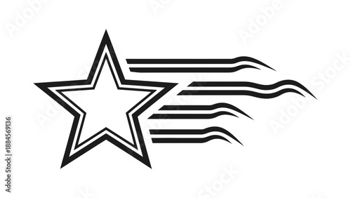 Dynamic outline star with trailing speed lines representing swift movement and energy