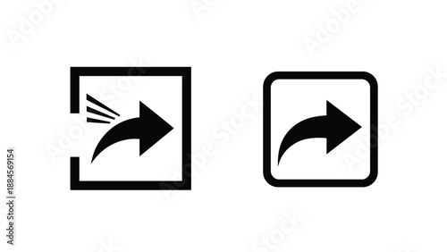 Pair of black arrow icons inside rounded squares used for sharing content or exporting data in a digital interface design.