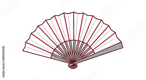 Vintage style red and white folding fan
