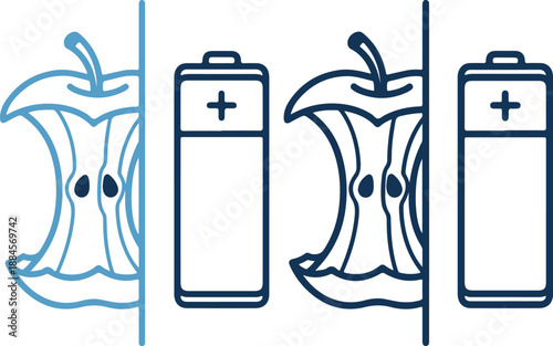 Battery and apple icons representing power and health