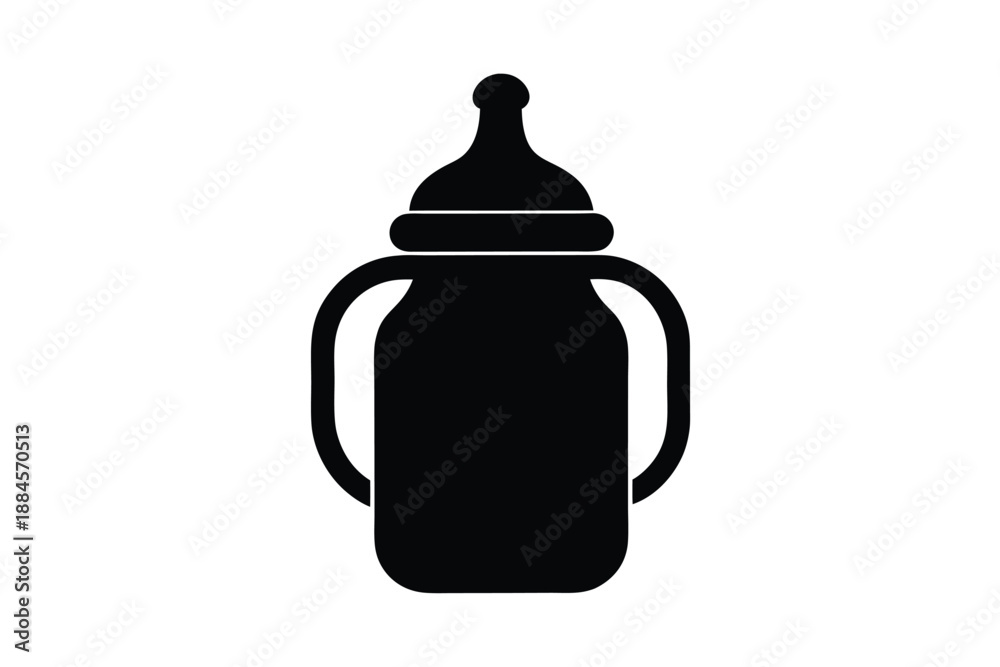 Obraz premium Feeding bottle silhouette on white background